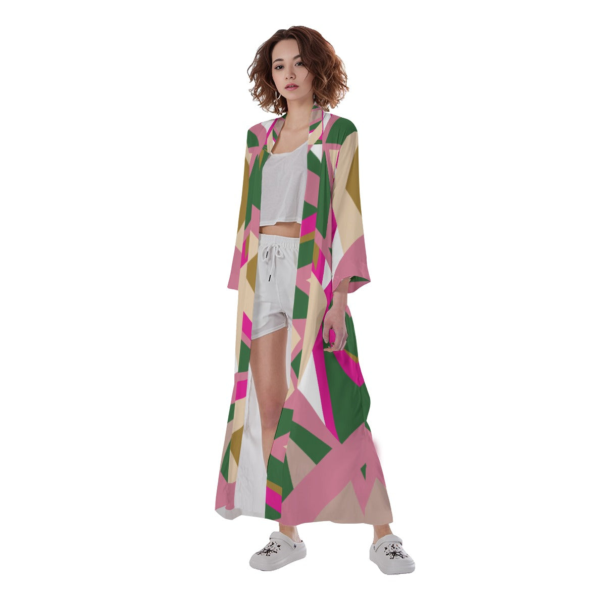 PG Desert Design II-  Women's Long Satin Kimono Robe (without belt)