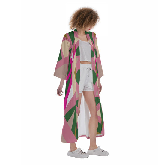 PG Desert Design- Women's Satin Kimono Long Robe (with belt)