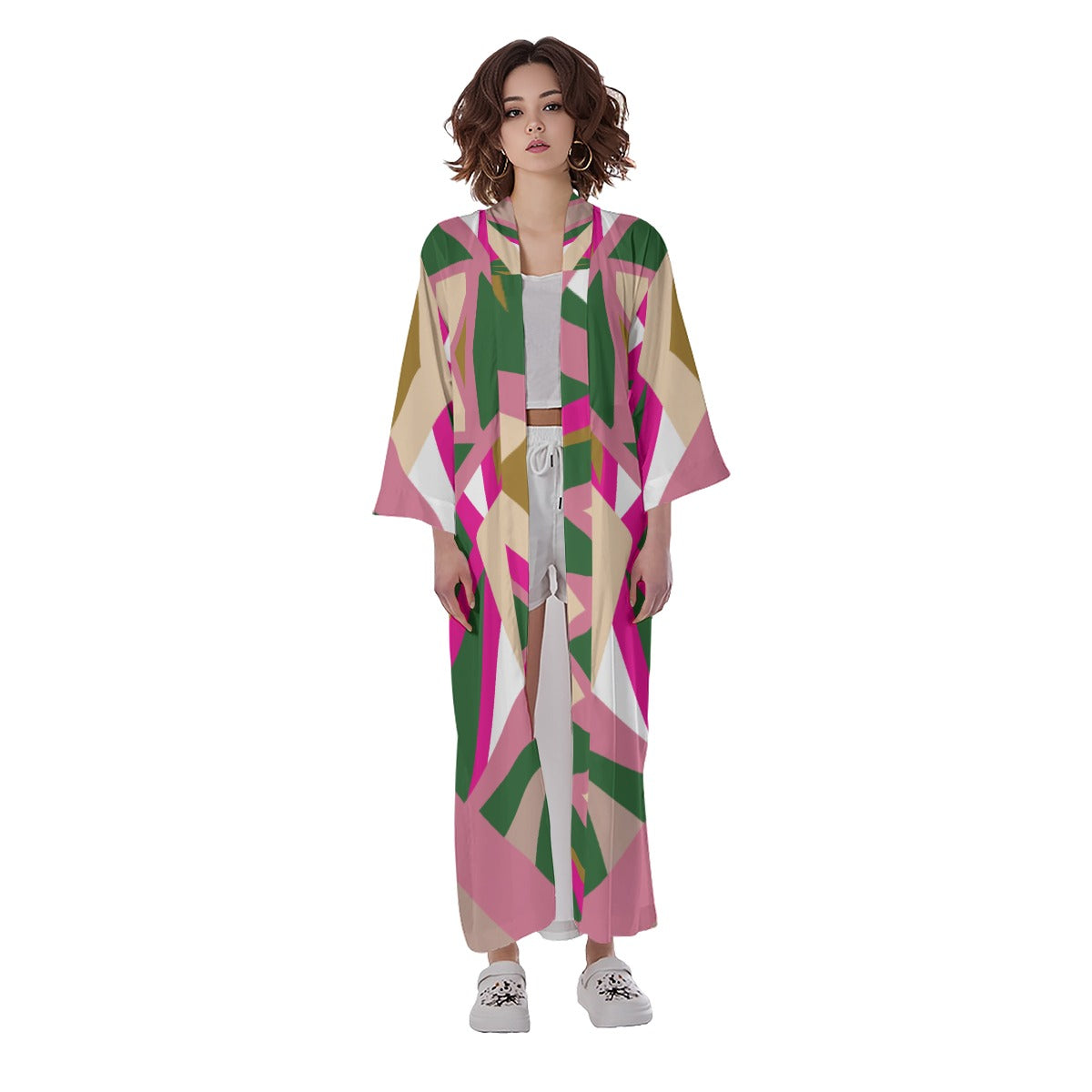 PG Desert Design II-  Women's Long Satin Kimono Robe (without belt)