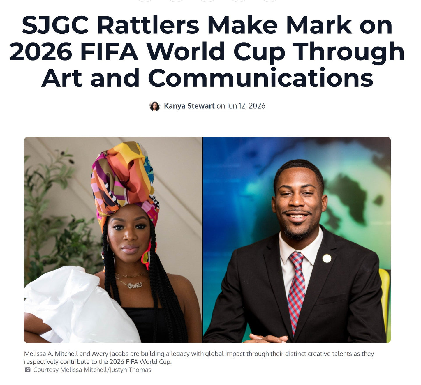 Melissa A. Mitchell featured by Florida A&M University for her 2026 FIFA World Cup mural and public art contributions in Atlanta.