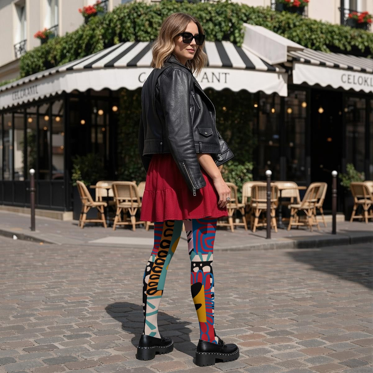 Adinkra Design- Women’s High-Stretch Art Tights (N)