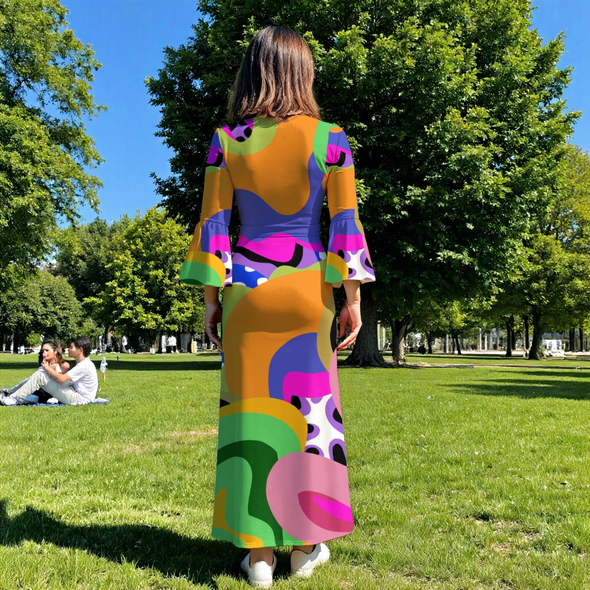 Amara Women’s V-Neck Long Sleeve Maxi Dress