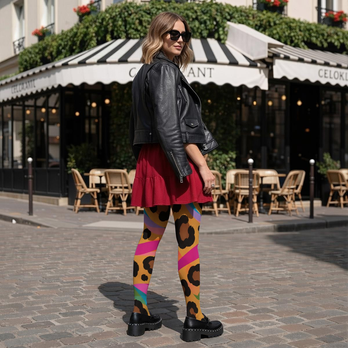 Chroma Leopard Design-  Women’s High-Stretch Art Tights
