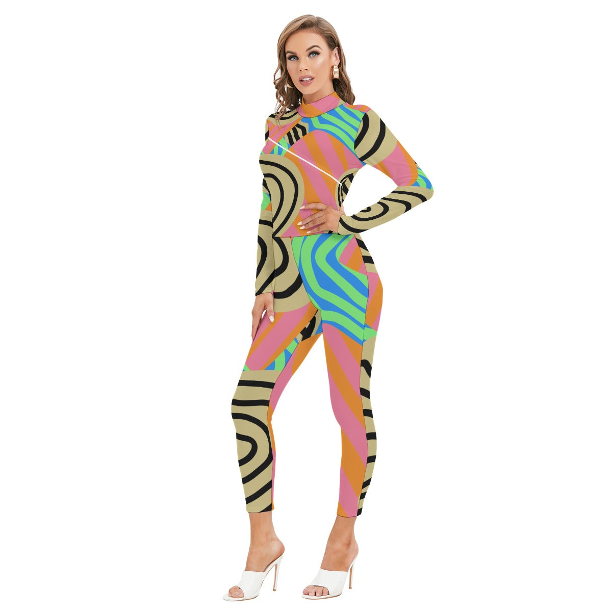 Keba Women’s Long-Sleeve High-Neck Jumpsuit w/ Zipper