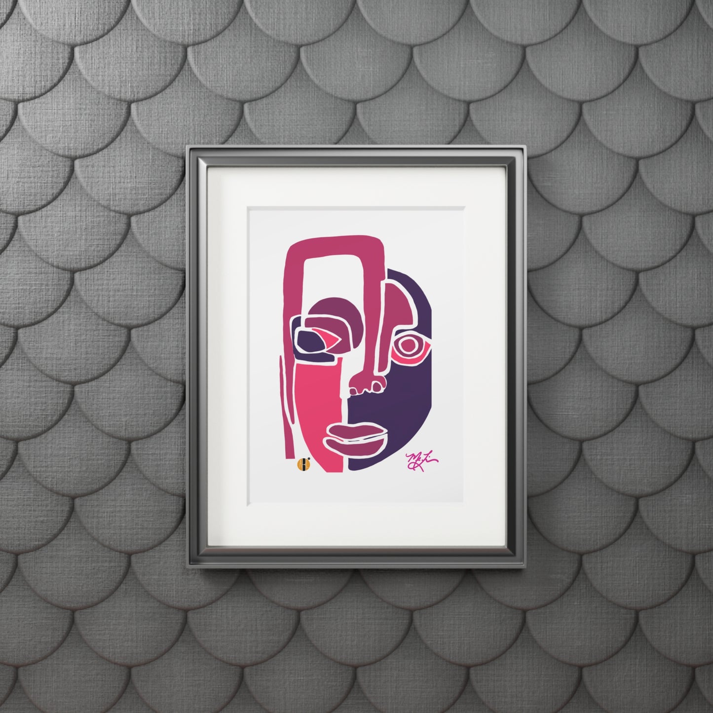 Cara (Pink/Purple) Fine Art Prints (Passepartout Paper Frame)