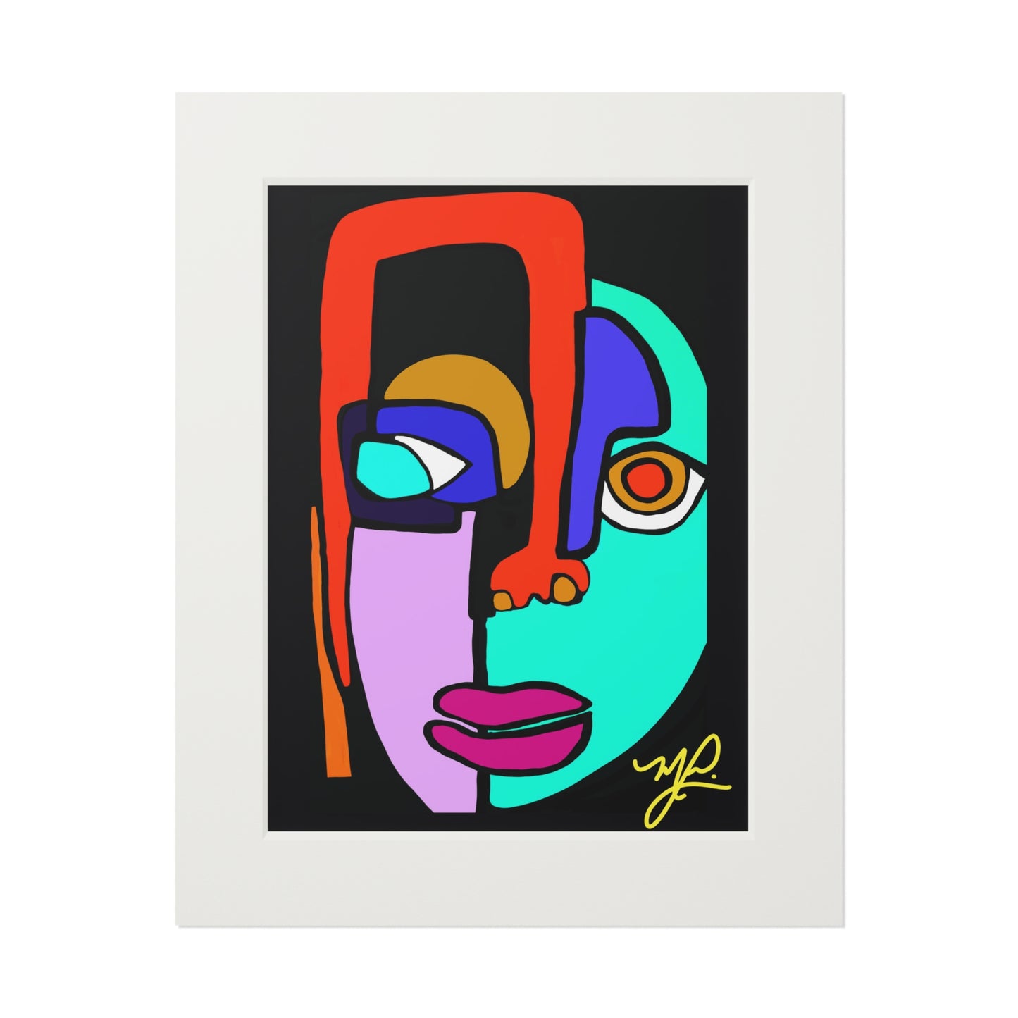 Cara (Multi-Color)- Fine Art Prints (Passepartout Paper Frame)