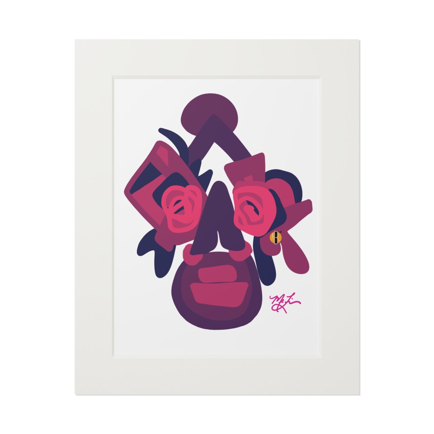 Junkanoo Jefe (Pink/Purple) Fine Art Prints (Passepartout Paper Frame)