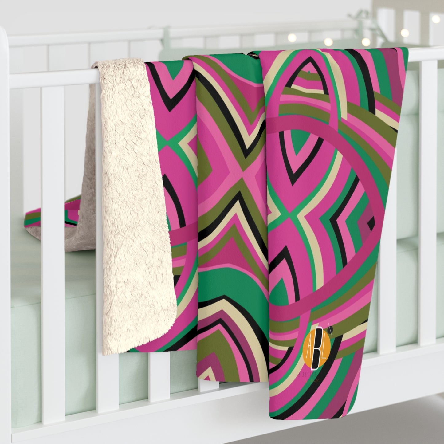 Pink & Green Supreme Design- Sherpa Blanket (New)