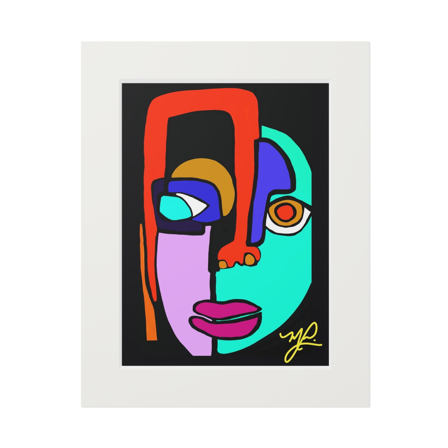 Cara (Multi-Color)- Fine Art Prints (Passepartout Paper Frame)
