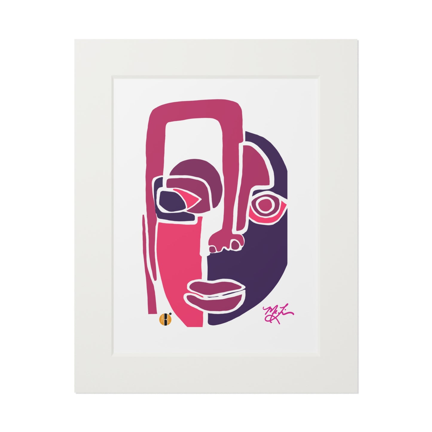 Cara (Pink/Purple) Fine Art Prints (Passepartout Paper Frame)