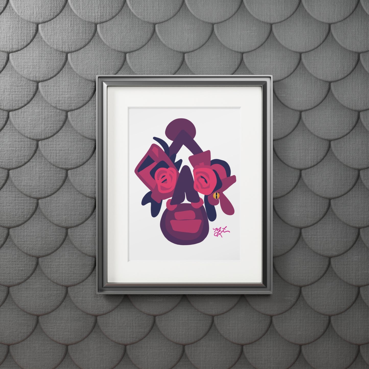 Junkanoo Jefe (Pink/Purple) Fine Art Prints (Passepartout Paper Frame)