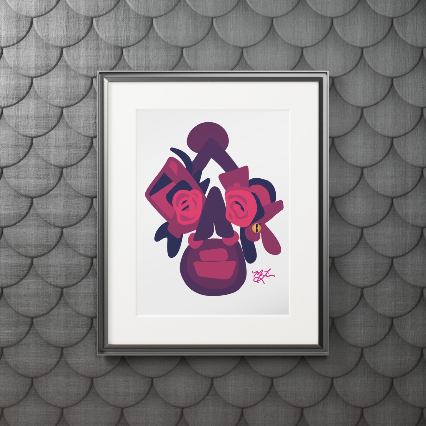 Junkanoo Jefe (Pink/Purple) Fine Art Prints (Passepartout Paper Frame)