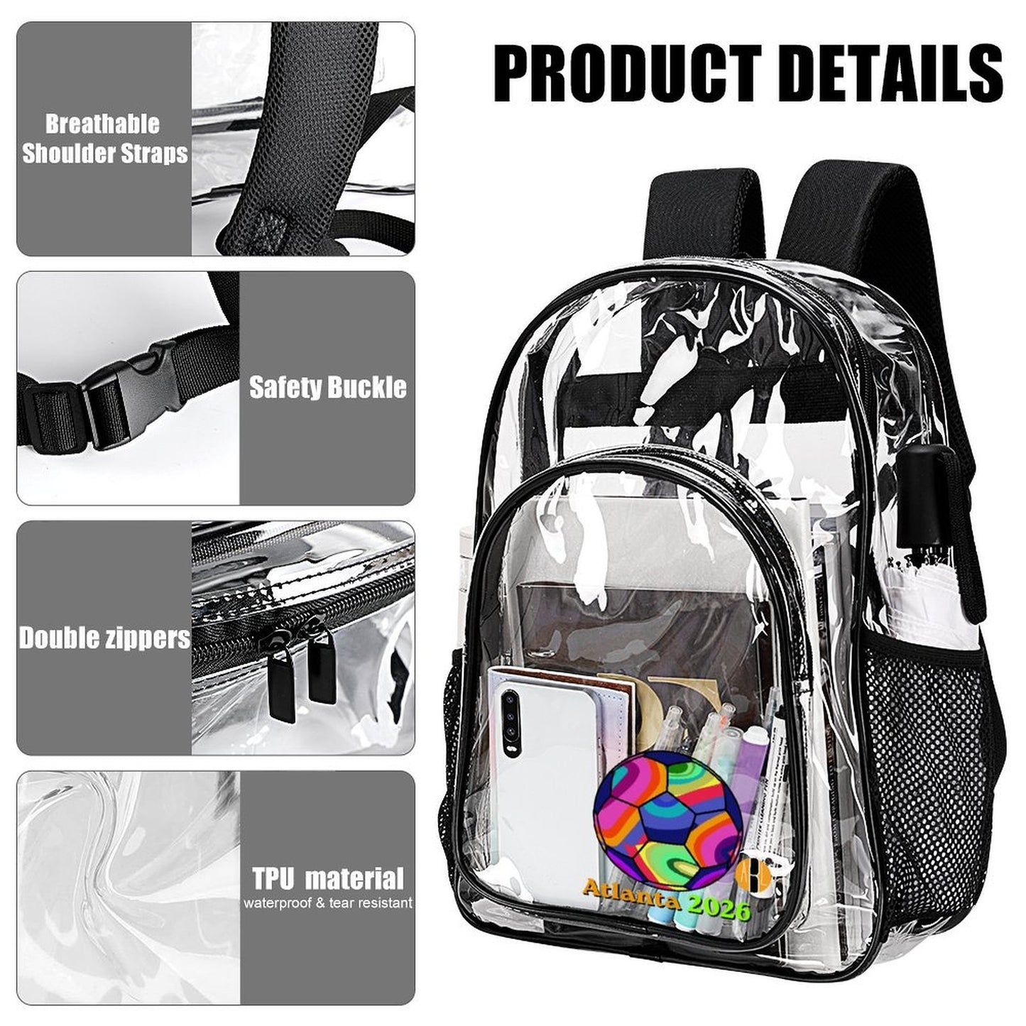 ATL Varsity Wave -Clear Stadium Backpack