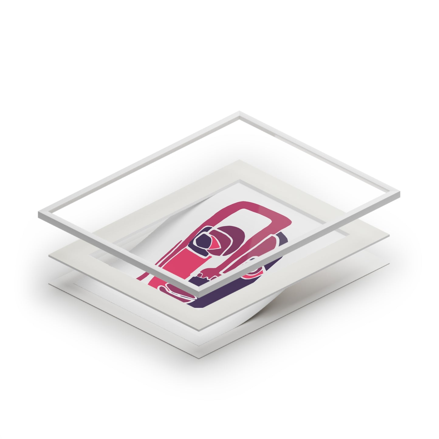 Cara (Pink/Purple) Fine Art Prints (Passepartout Paper Frame)