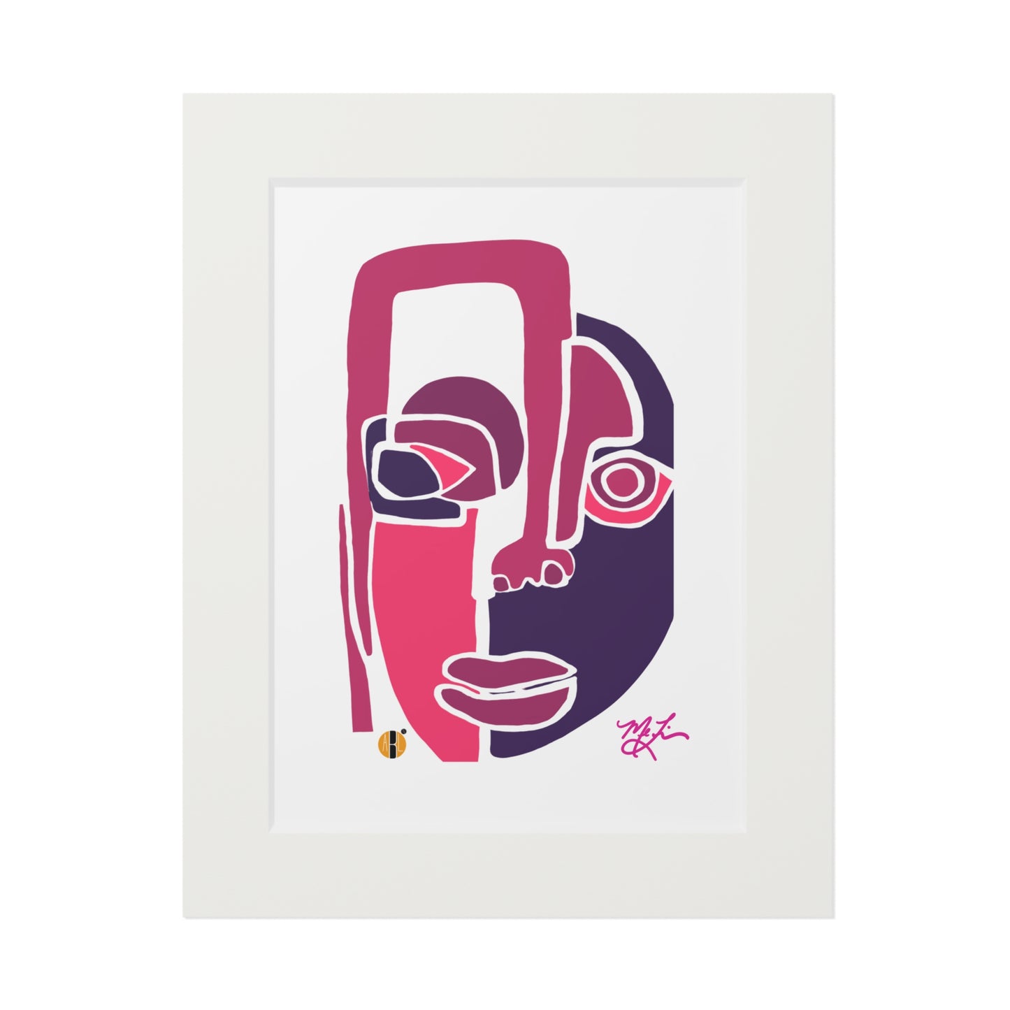 Cara (Pink/Purple) Fine Art Prints (Passepartout Paper Frame)