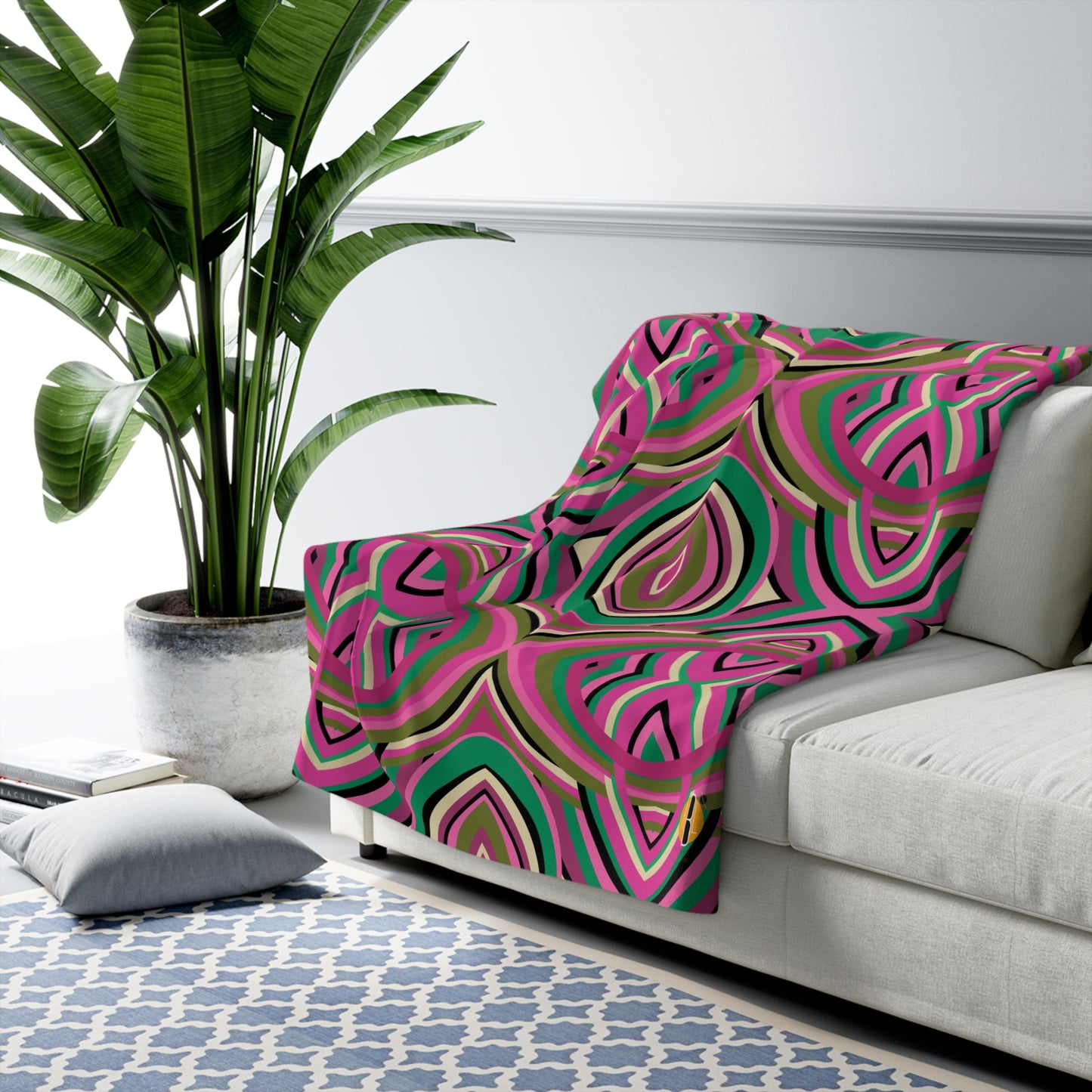 Pink & Green Supreme Design- Sherpa Blanket (New)
