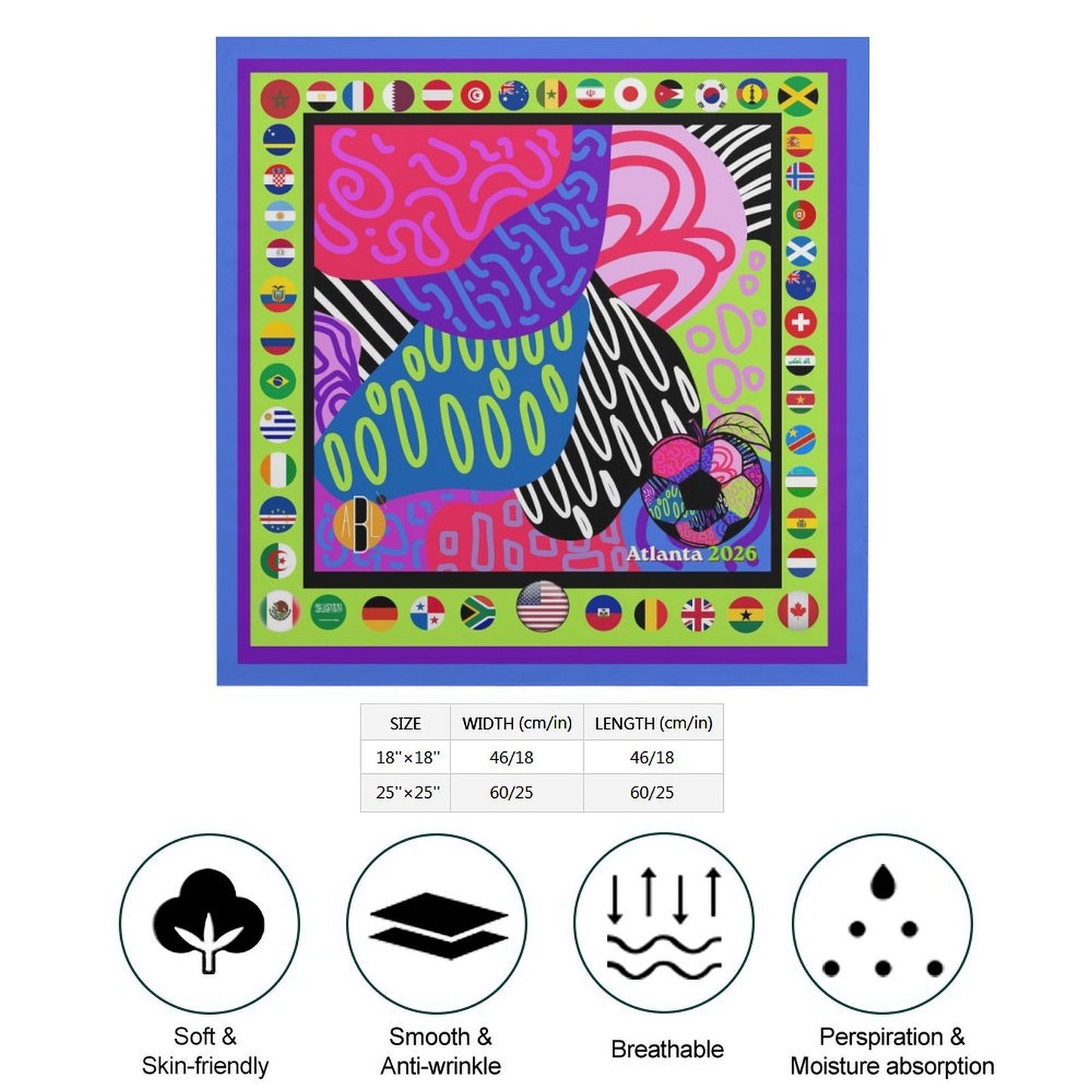 ATL Ponce Pop Satin Scarf