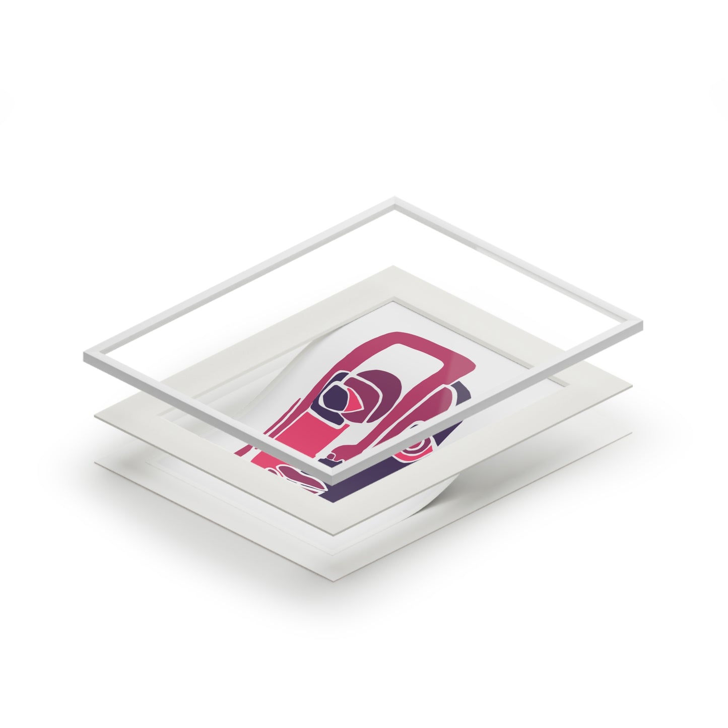 Cara (Pink/Purple) Fine Art Prints (Passepartout Paper Frame)