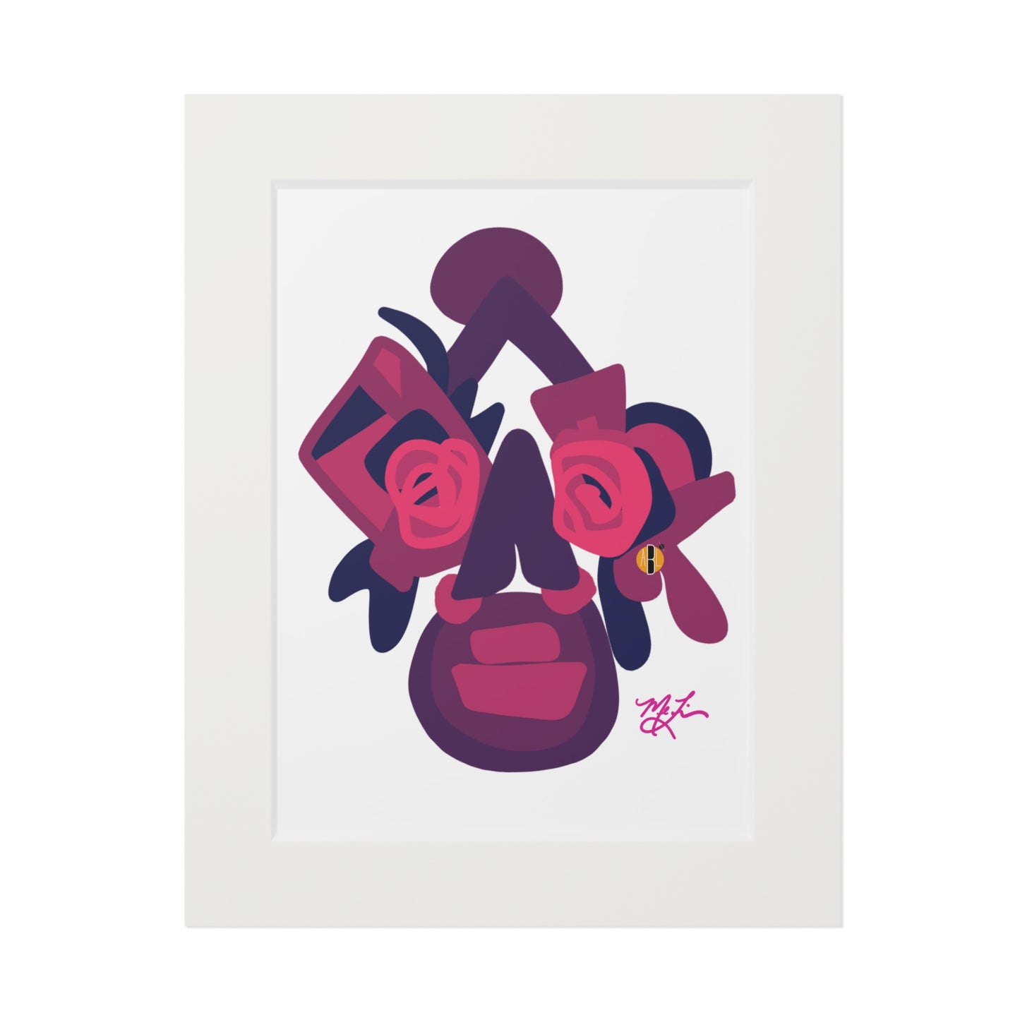 Junkanoo Jefe (Pink/Purple) Fine Art Prints (Passepartout Paper Frame)