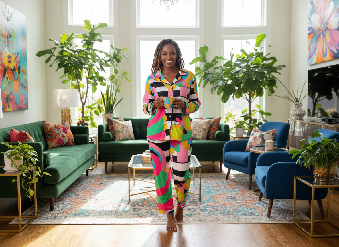 ABEILLE CREATIONS-Amayah Design- Women's  Silky Pajama Set