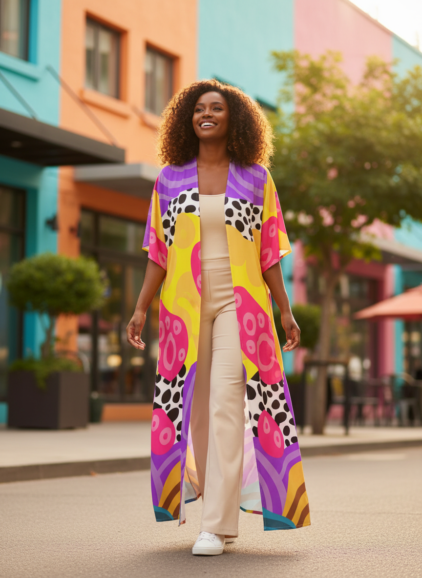 ASILI Design- Long Satin Kimono Robe