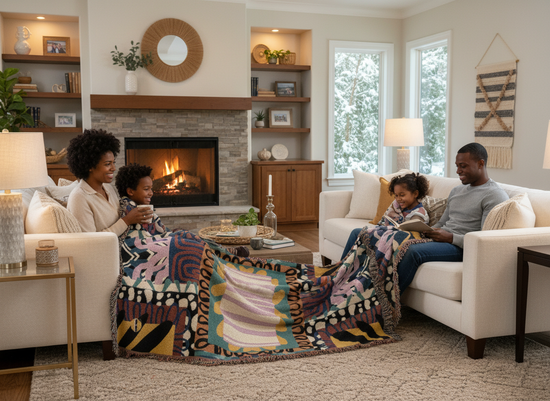 Abeille Creations - Adinkra Design Woven Blanket