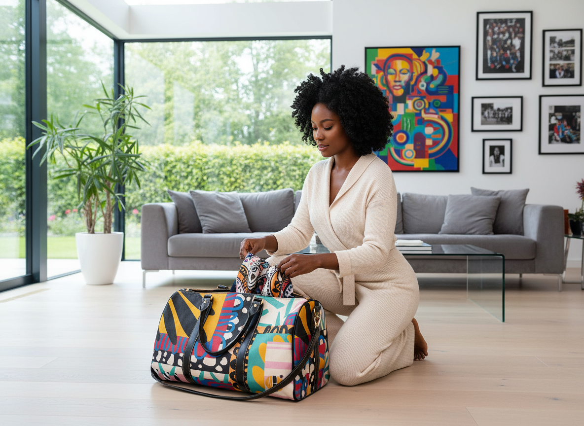 ABEILLE CREATIONS- Adinkra Duffle Bag