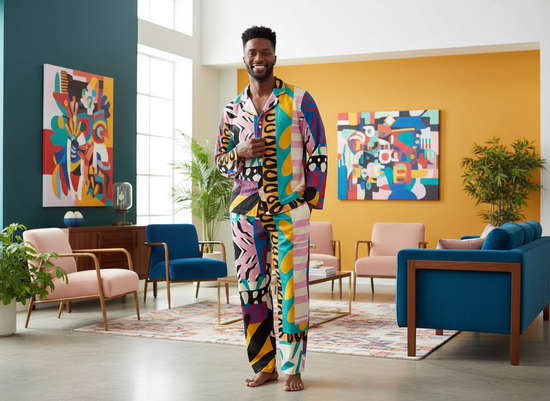 Adinkra Design – Men’s Long Sleeve Pajama 2-Piece Set