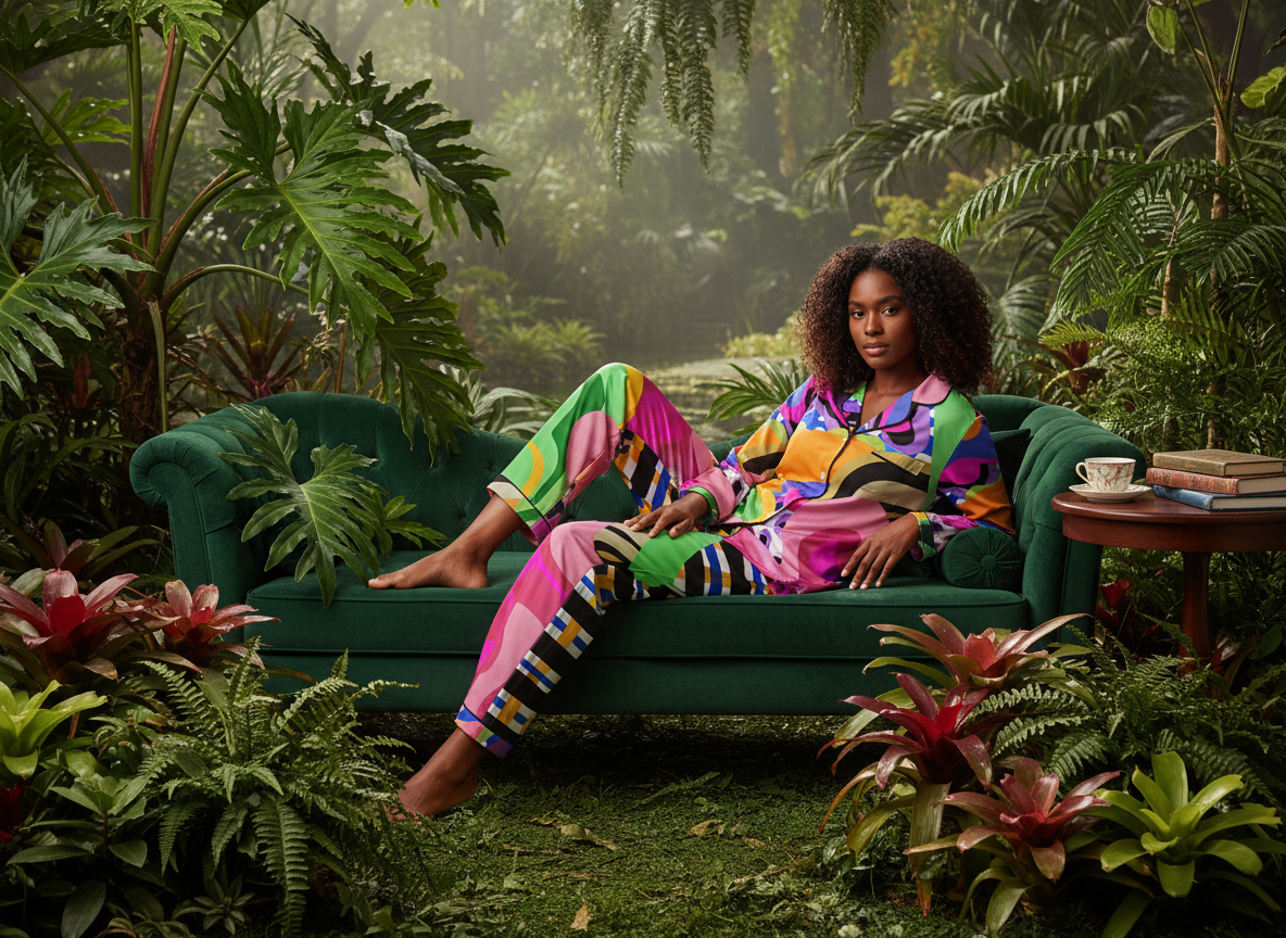 ABEILLE CREATIONS-Amara Design- Women's Silky Pajama Set