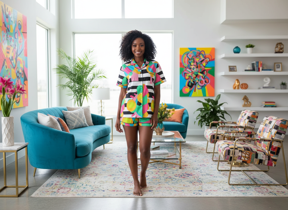 Amayah Design- Women’s Silky Shorts Pajama Set