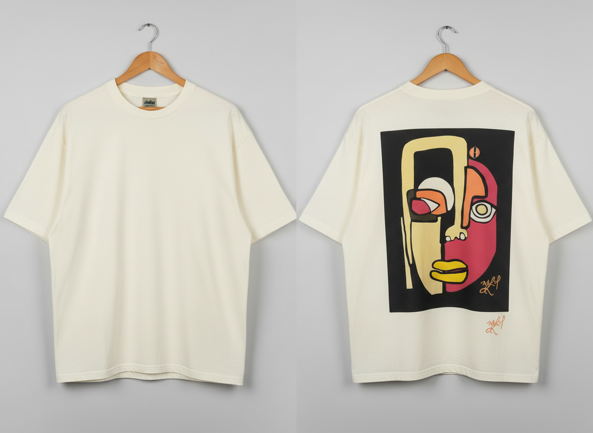 “Art Saved My Life” w/ Cara (Yellow) Art– T-Shirt (Tan/Cream)- Limited Edition