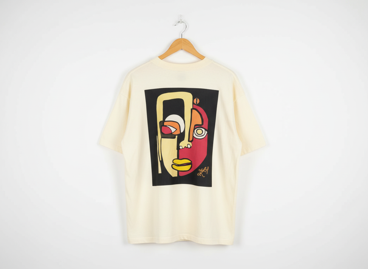 “Art Saved My Life” w/ Cara (Yellow) Art– T-Shirt (Tan/Cream)- Limited Edition