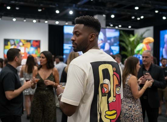 “Art Saved My Life” w/ Cara (Yellow) Art– T-Shirt (Tan/Cream)- Limited Edition