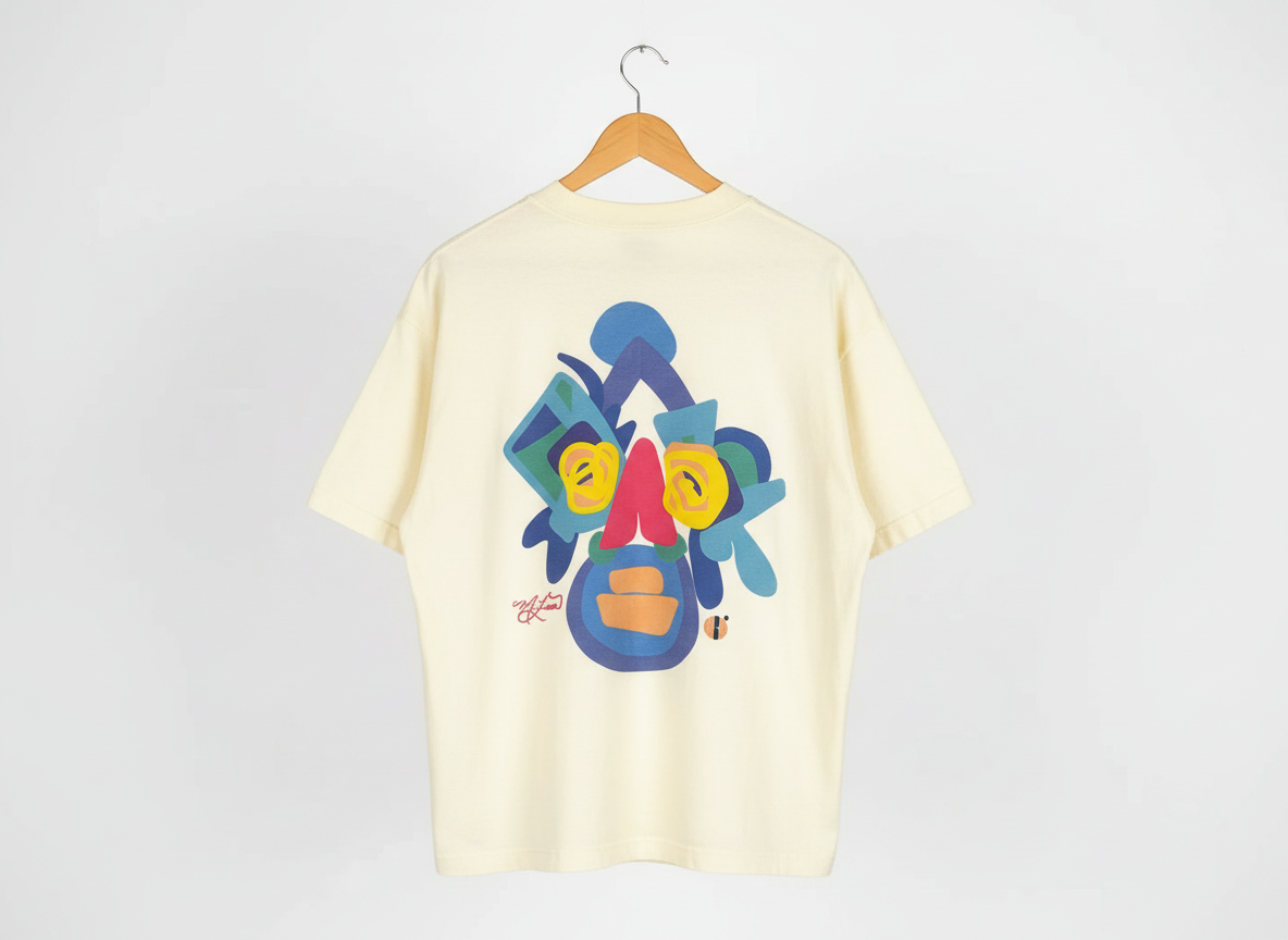 “Art Saved My Life” w/ Junkanoo Jefe – Drop Shoulder Heavyweight Shirt (Tan/Cream)