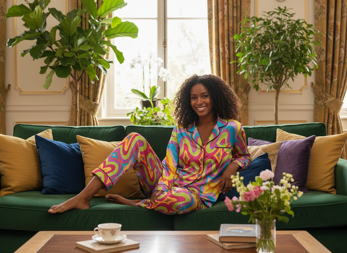 ABEILLE CREATIONS- Aziza Design-Women's Silky Pajama Set