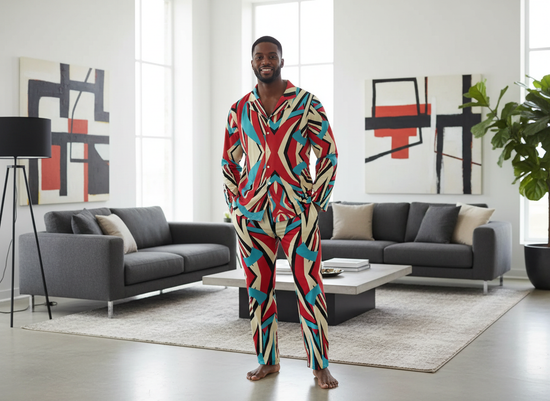 Jabari Design – Men’s Long Sleeve Pajama 2-Piece Set