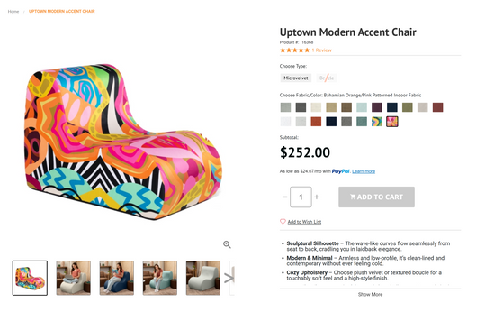 Melissa Mitchell X JAXX - Uptown Modern Accent Chair ( ORDER on Jaxxbeanbags.com ) (Copy)