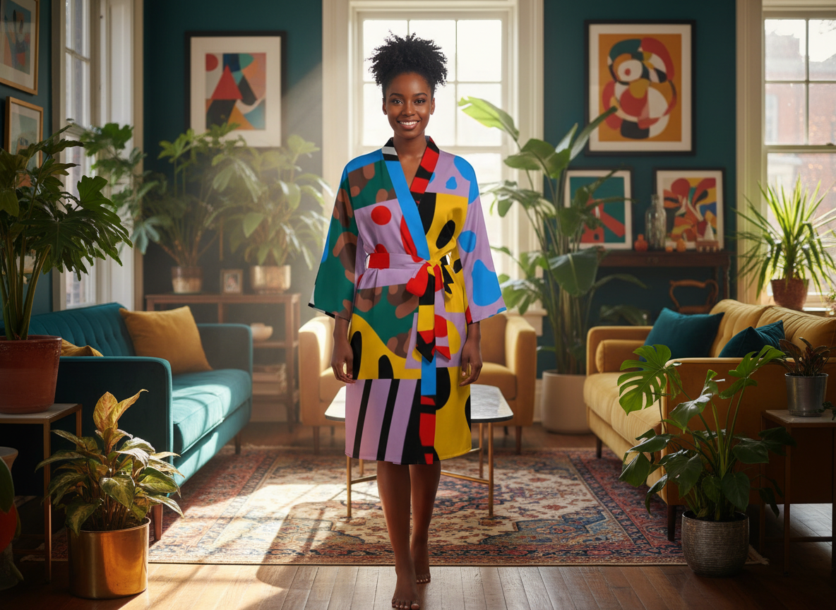 ABEILLE CREATIONS- Makena Design- Women’s Satin-Feel Kimono Robe (Short)