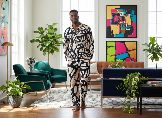 Mandla Design – Men’s Long Sleeve Pajama 2-Piece Set