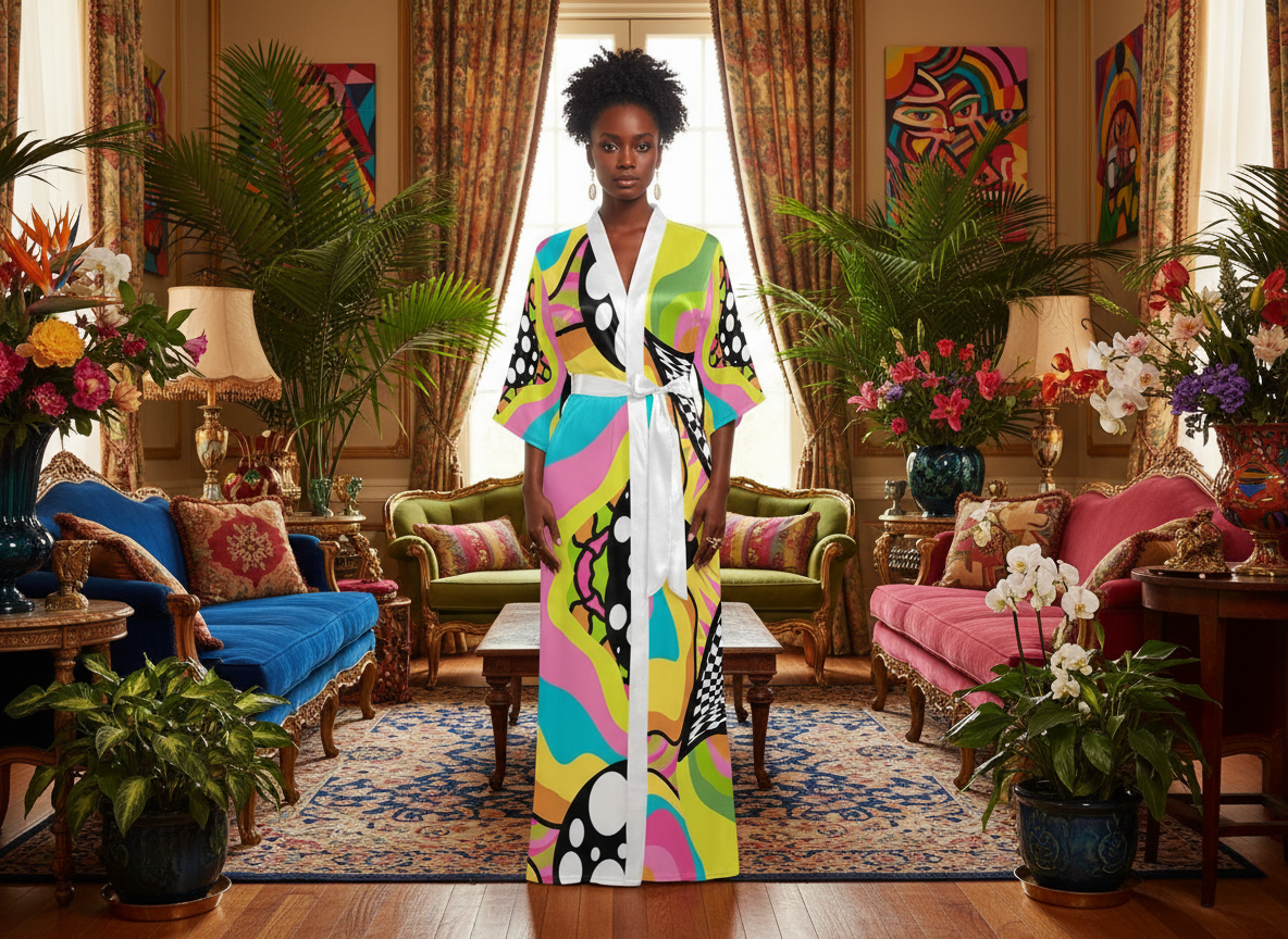 ABEILLE CREATIONS- Queen Nefertiti - Long Kimono Robe