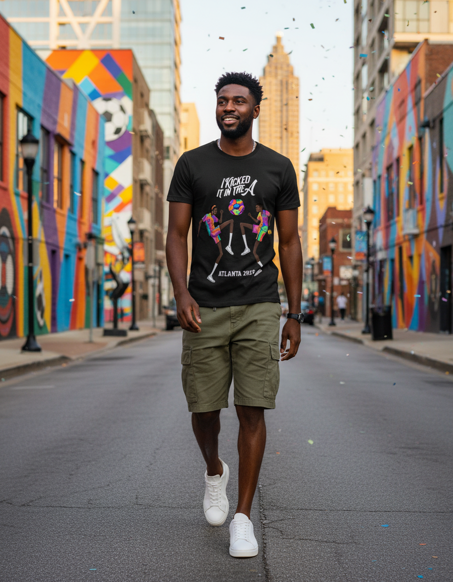 Kicked It In the A (ATL Varsity Wave)- Vintage Tee (BLACK)