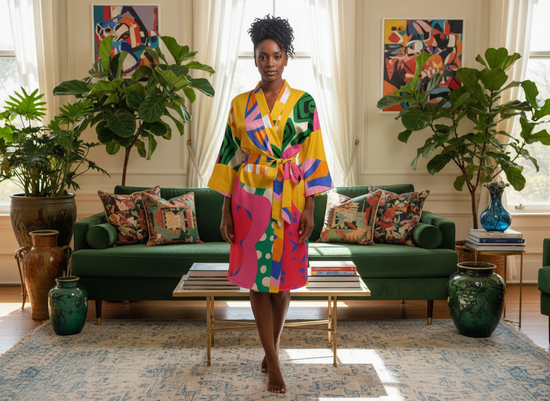 ABEILLE CREATIONS- Zuri Design- Women’s Satin-Feel Kimono Robe (Short)