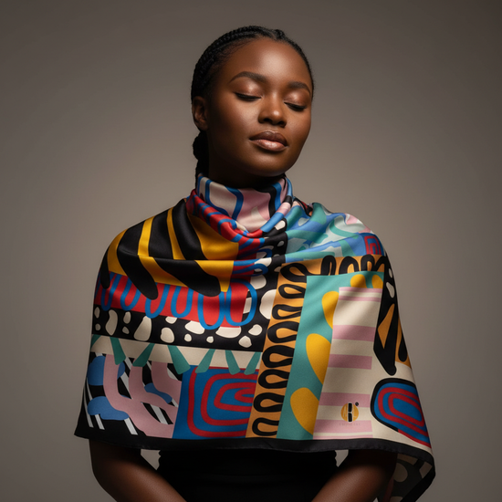 ABEILLE CREATIONS- Adinkra Design (Silky Scarf)