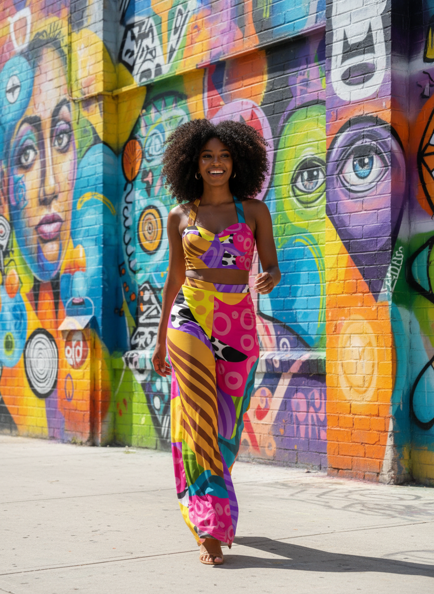 ASILI Design – Women’s High Waist Wide Leg Trousers