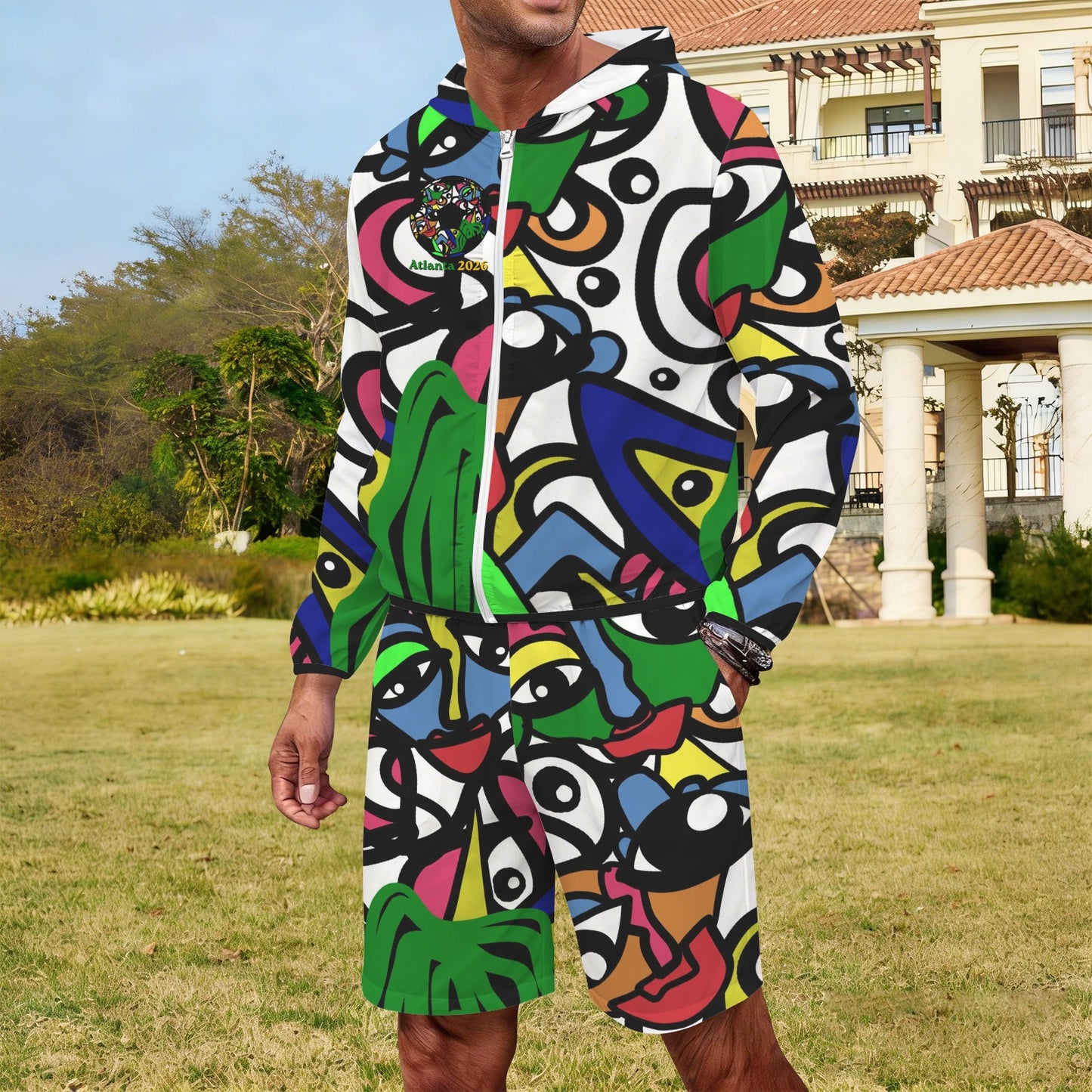 ATL Global Groove Men’s Lightweight Sun Hoodie & Shorts Set