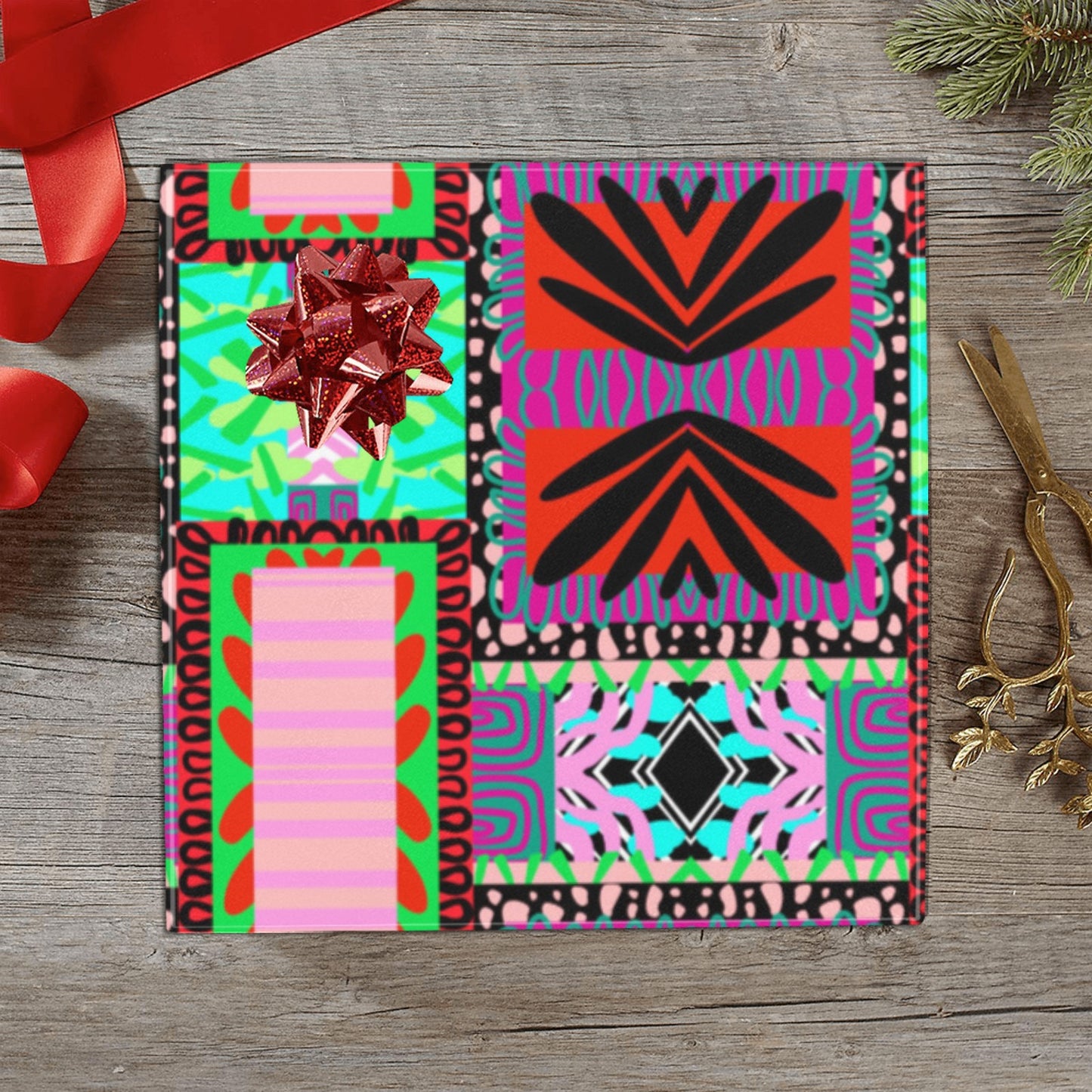 Holiday Adinkra Gift Wrapping Paper - 58"x 23" (3 Rolls)