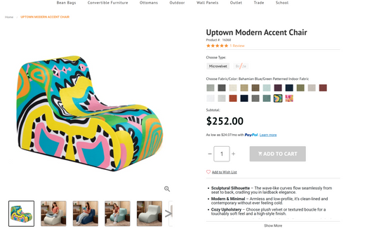 Melissa Mitchell X JAXX - Uptown Modern Accent Chair ( ORDER on Jaxxbeanbags.com ) (Copy)