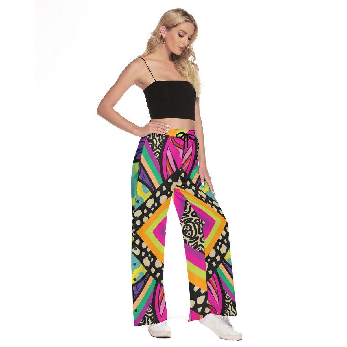 Load image into Gallery viewer, Mitchellopia Design-   Women&amp;#39;s Side Slit Snap Button Trousers