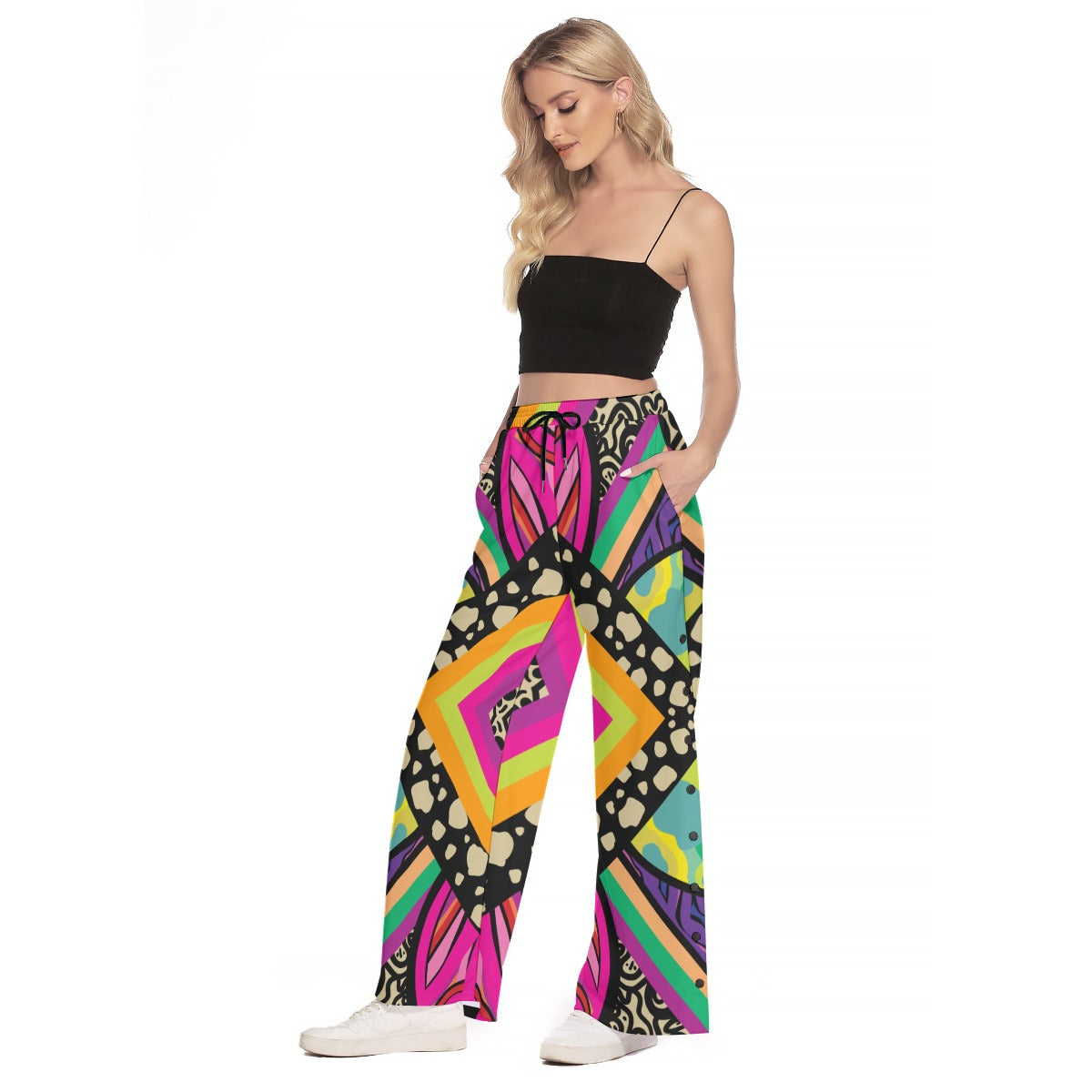 Load image into Gallery viewer, Mitchellopia Design-   Women&amp;#39;s Side Slit Snap Button Trousers