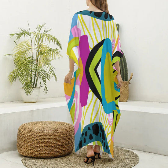 Load image into Gallery viewer, Vee- (Faux Silk) V-neck Kaftan Robe